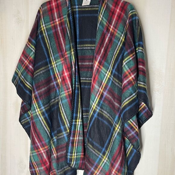 Woolrich blanket shawl wrap plaid red blue black green, one size - Picture 8 of 8